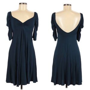 JUST CAVALLI Navy Blue Matte Jersey stretch 3/4 sleeve Dress sz 44/Large